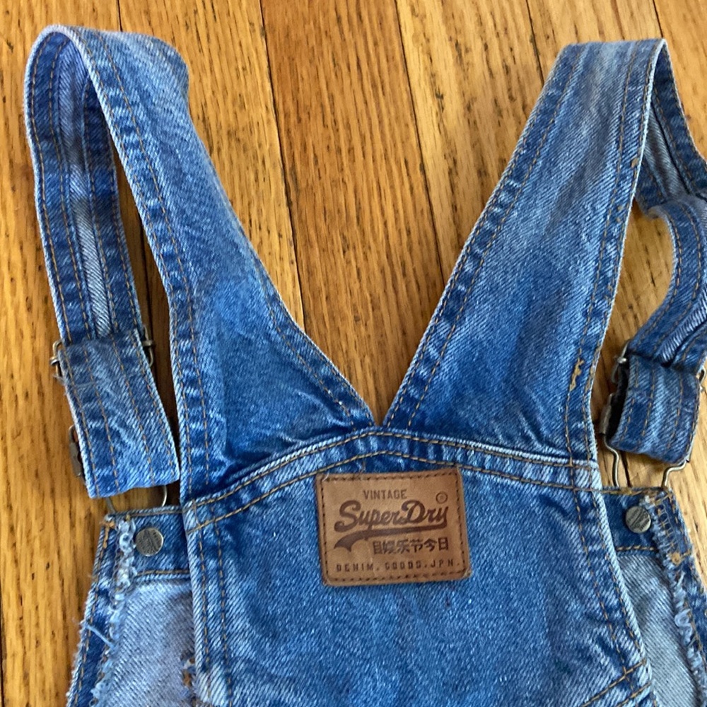 Super Dry Dungaree Dress Denim Jumper Overall sz XS - Picture 9 of 12
